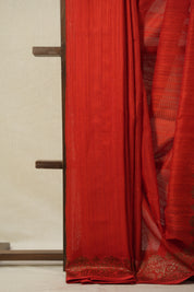 Scarlet Red Tussar Banarasi Silk Saree - SRSRBSS831