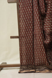 Light Brown HBP Cotton Silk Saree With Maheshwari Border - SRLBCSS1612