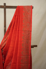 Scarlet Red Tussar Banarasi Silk Saree - SRSRBSS831