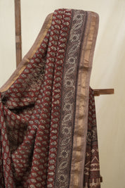 Light Brown HBP Cotton Silk Saree With Maheshwari Border - SRLBCSS1612