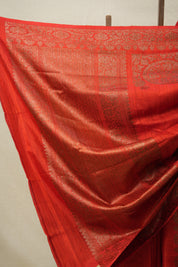 Scarlet Red Tussar Banarasi Silk Saree - SRSRBSS831