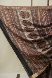 Light Brown HBP Cotton Silk Saree With Maheshwari Border - SRLBCSS1612