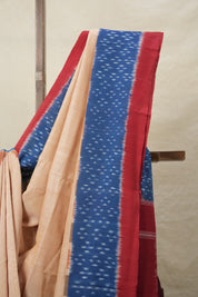 Beige Red Pochampalli Cotton Ikat Saree - SRBRPCIS623
