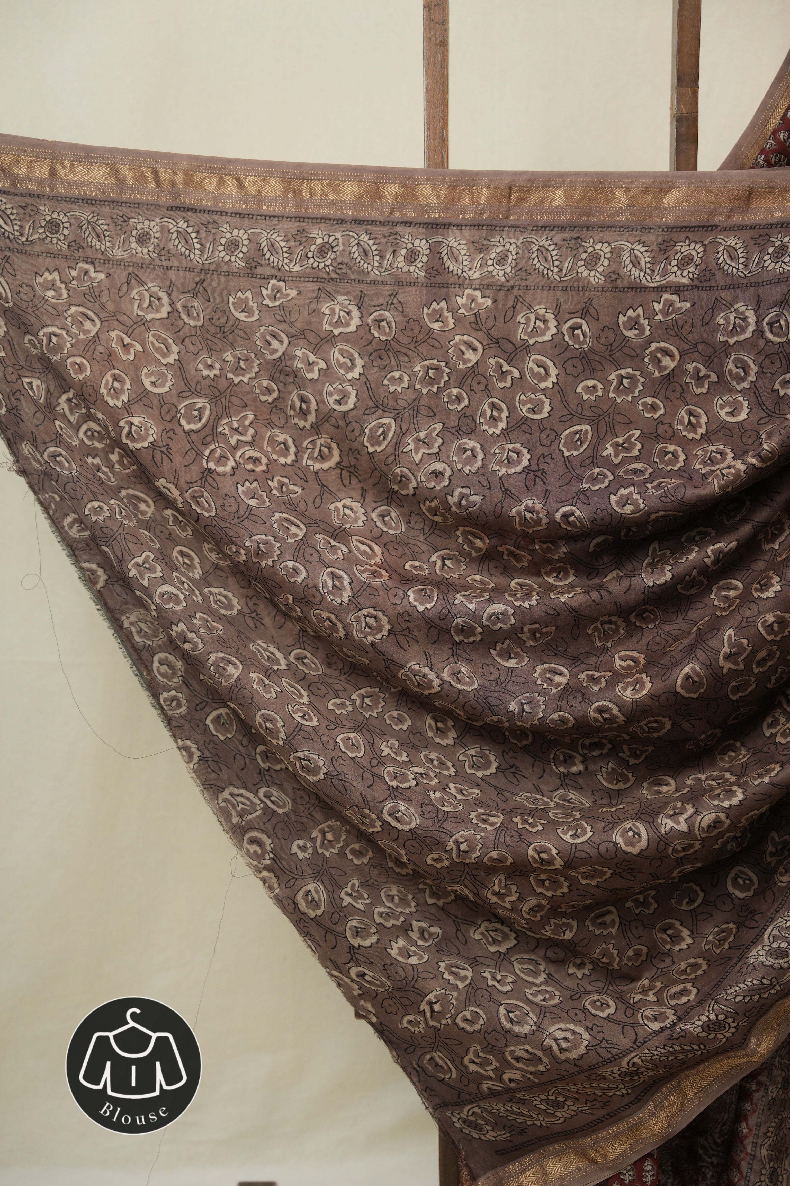 Light Brown HBP Cotton Silk Saree With Maheshwari Border - SRLBCSS1612