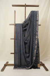 Light Blue HBP Cotton Silk Saree With Maheshwari Border - SRLBCSS1613