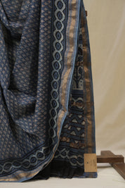 Light Blue HBP Cotton Silk Saree With Maheshwari Border - SRLBCSS1613