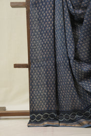 Light Blue HBP Cotton Silk Saree With Maheshwari Border - SRLBCSS1613
