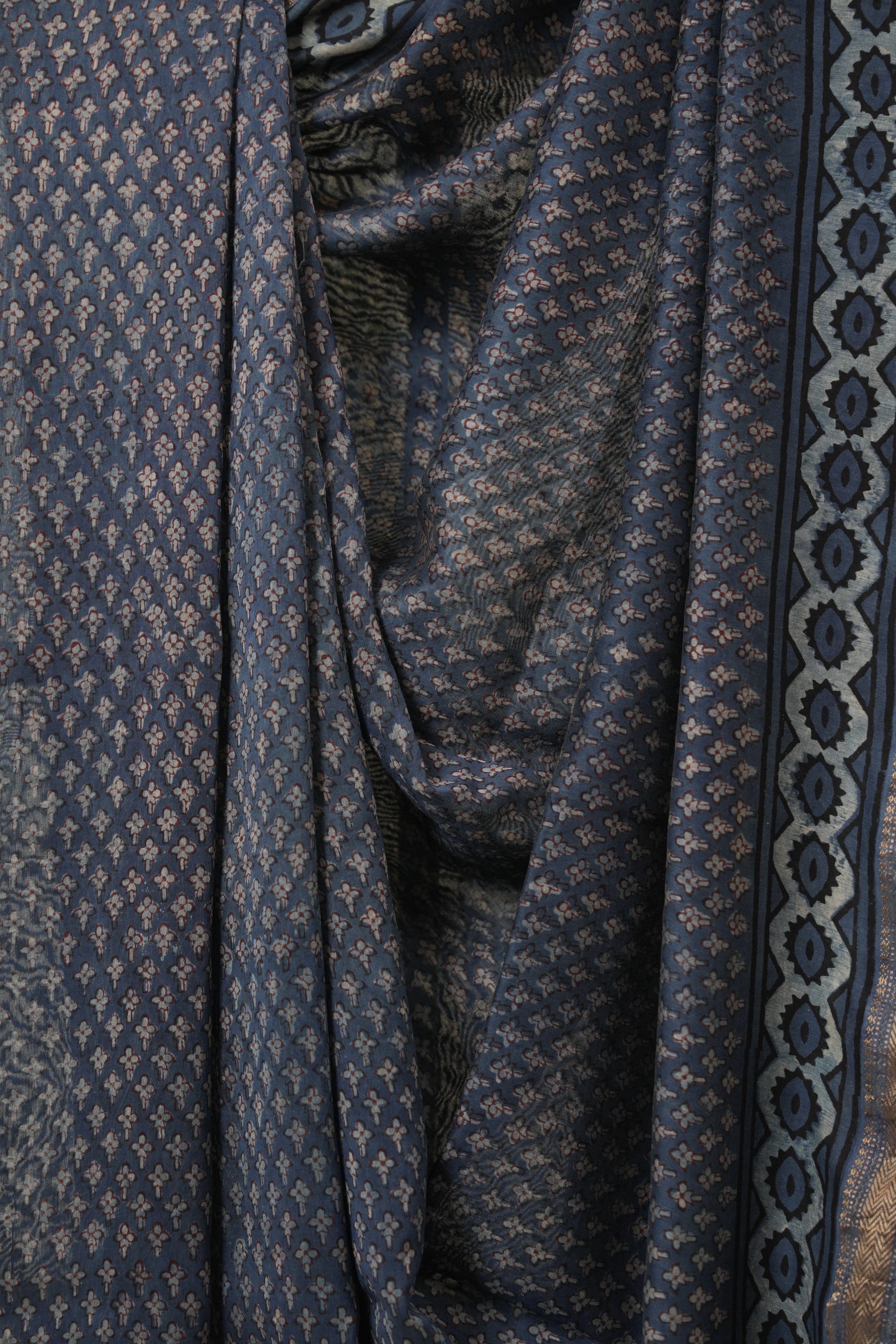 Light Blue HBP Cotton Silk Saree With Maheshwari Border - SRLBCSS1613