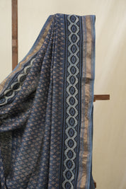 Light Blue HBP Cotton Silk Saree With Maheshwari Border - SRLBCSS1613