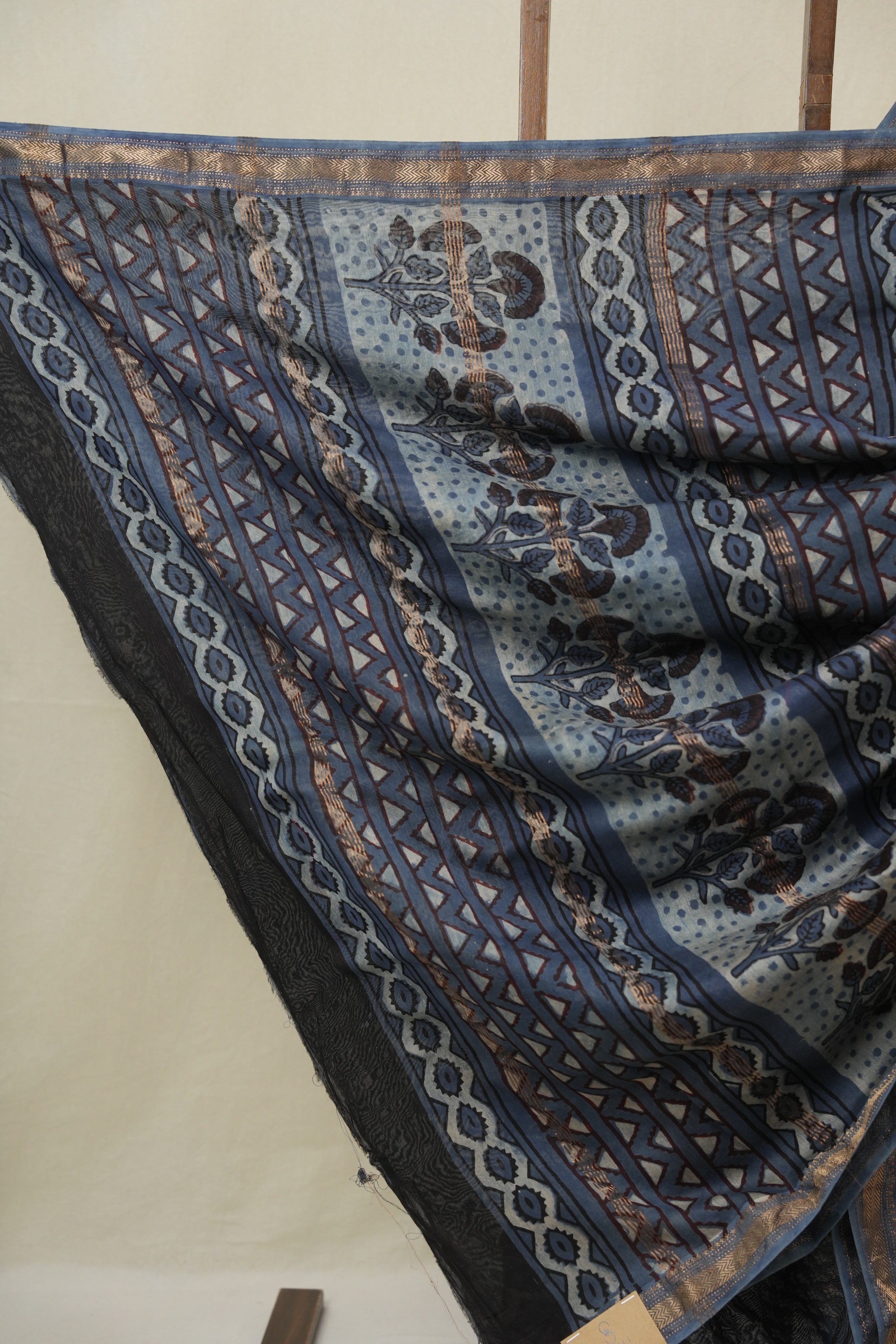 Light Blue HBP Cotton Silk Saree With Maheshwari Border - SRLBCSS1613