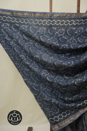 Light Blue HBP Cotton Silk Saree With Maheshwari Border - SRLBCSS1613