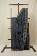 Blue HBP Cotton Silk Saree With Maheshwari Border - SRBCSS1617