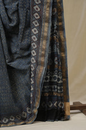 Blue HBP Cotton Silk Saree With Maheshwari Border - SRBCSS1617