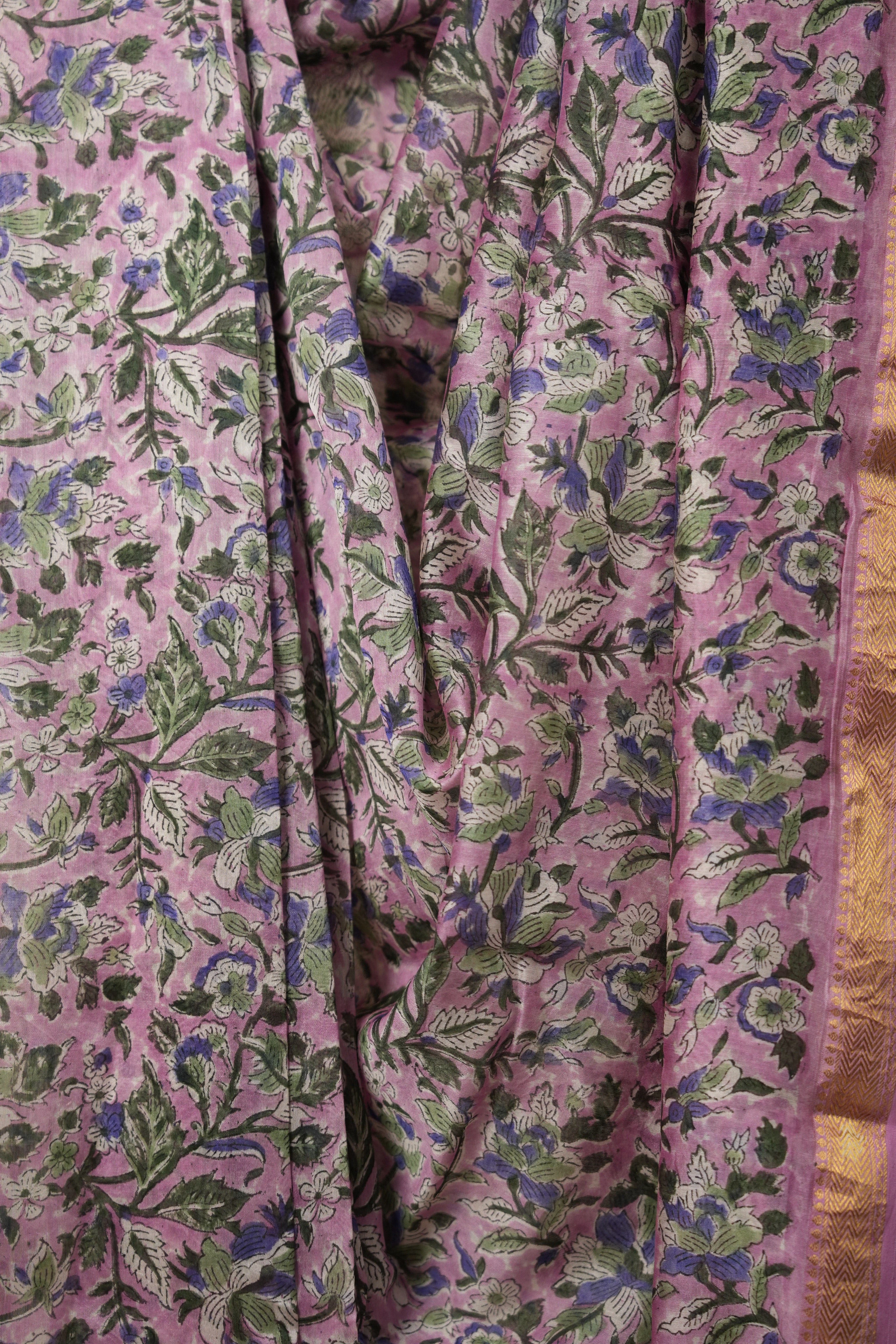 Pink HBP Cotton Silk Saree With Maheshwari Border - SRPCSS1356