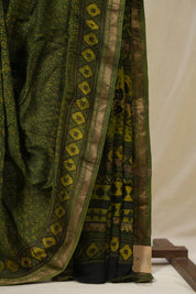 Mehendi Green HBP Cotton Silk Saree With Maheshwari Border - SRMGCSS1616