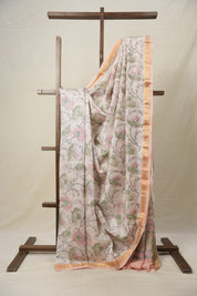 Off White HBP Cotton Silk Saree With Maheshwari Border - SROWCSS1301