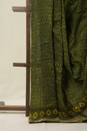 Mehendi Green HBP Cotton Silk Saree With Maheshwari Border - SRMGCSS1616