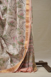 Off White HBP Cotton Silk Saree With Maheshwari Border - SROWCSS1301