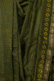 Mehendi Green HBP Cotton Silk Saree With Maheshwari Border - SRMGCSS1616