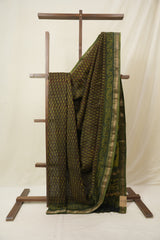 Green HBP Cotton Silk Saree With Maheshwari Border - SRGCSS1614