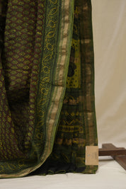 Green HBP Cotton Silk Saree With Maheshwari Border - SRGCSS1614