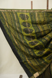 Green HBP Cotton Silk Saree With Maheshwari Border - SRGCSS1614