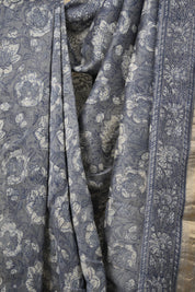 Ash Blue HBP Cotton Silk Saree With Maheshwari Border - SRABCSS1280