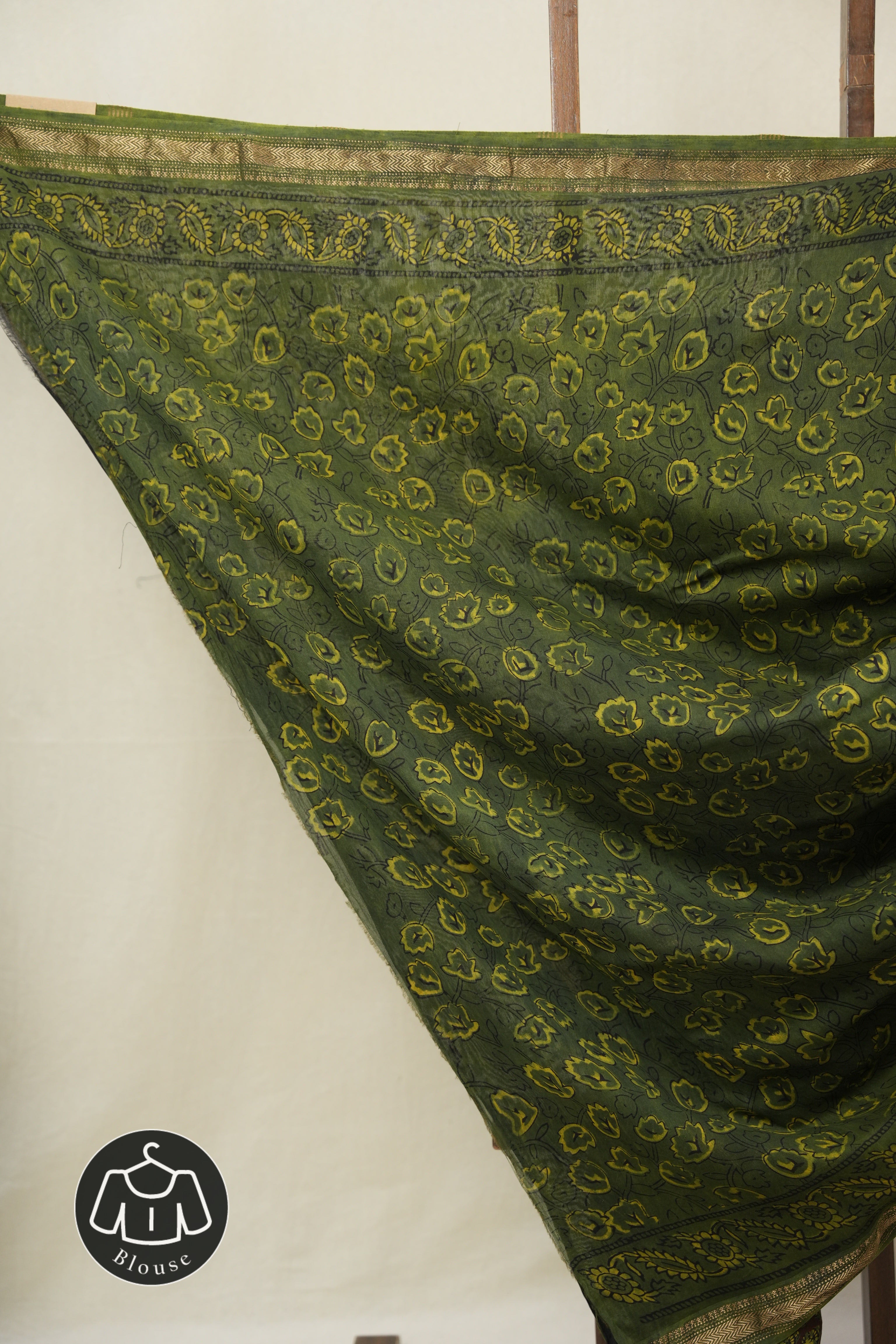 Green HBP Cotton Silk Saree With Maheshwari Border - SRGCSS1614