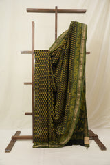 Black HBP Cotton Silk Saree With Maheshwari Border - SRBCSS1615