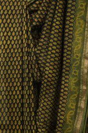 Black HBP Cotton Silk Saree With Maheshwari Border - SRBCSS1615