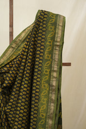 Black HBP Cotton Silk Saree With Maheshwari Border - SRBCSS1615