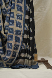 Off White Blue HBP Modal Silk Saree - SROWBMSS552