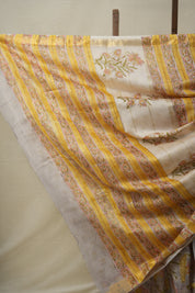 Greyish Blue HBP Cotton Silk Saree With Maheshwari Border - SRGBCSS1320