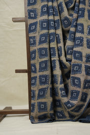 Off White Blue HBP Modal Silk Saree - SROWBMSS552