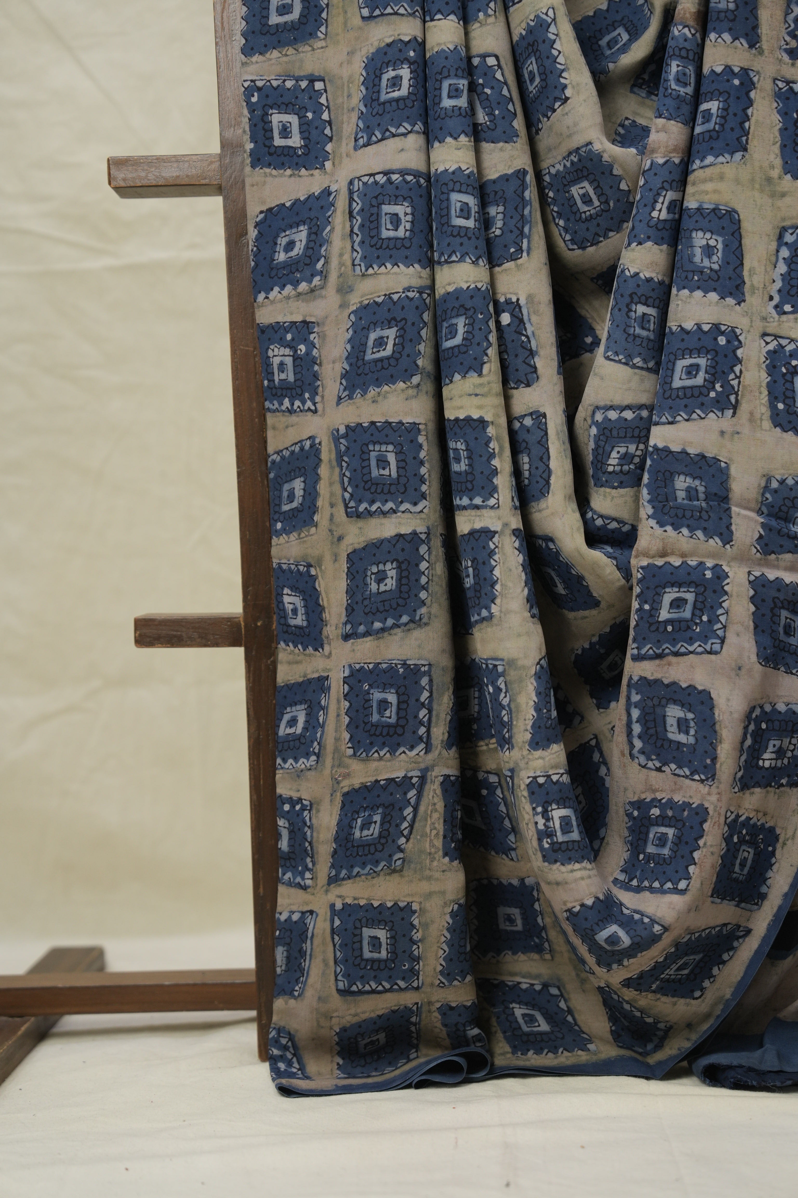 Off White Blue HBP Modal Silk Saree - SROWBMSS552