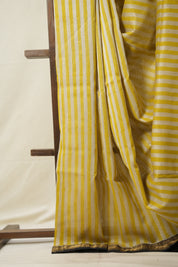 White - Yellow HBP Cotton Silk Saree With Maheshwari Border - SRWYCSS1321