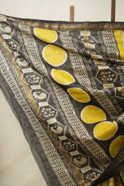 White - Yellow HBP Cotton Silk Saree With Maheshwari Border - SRWYCSS1321
