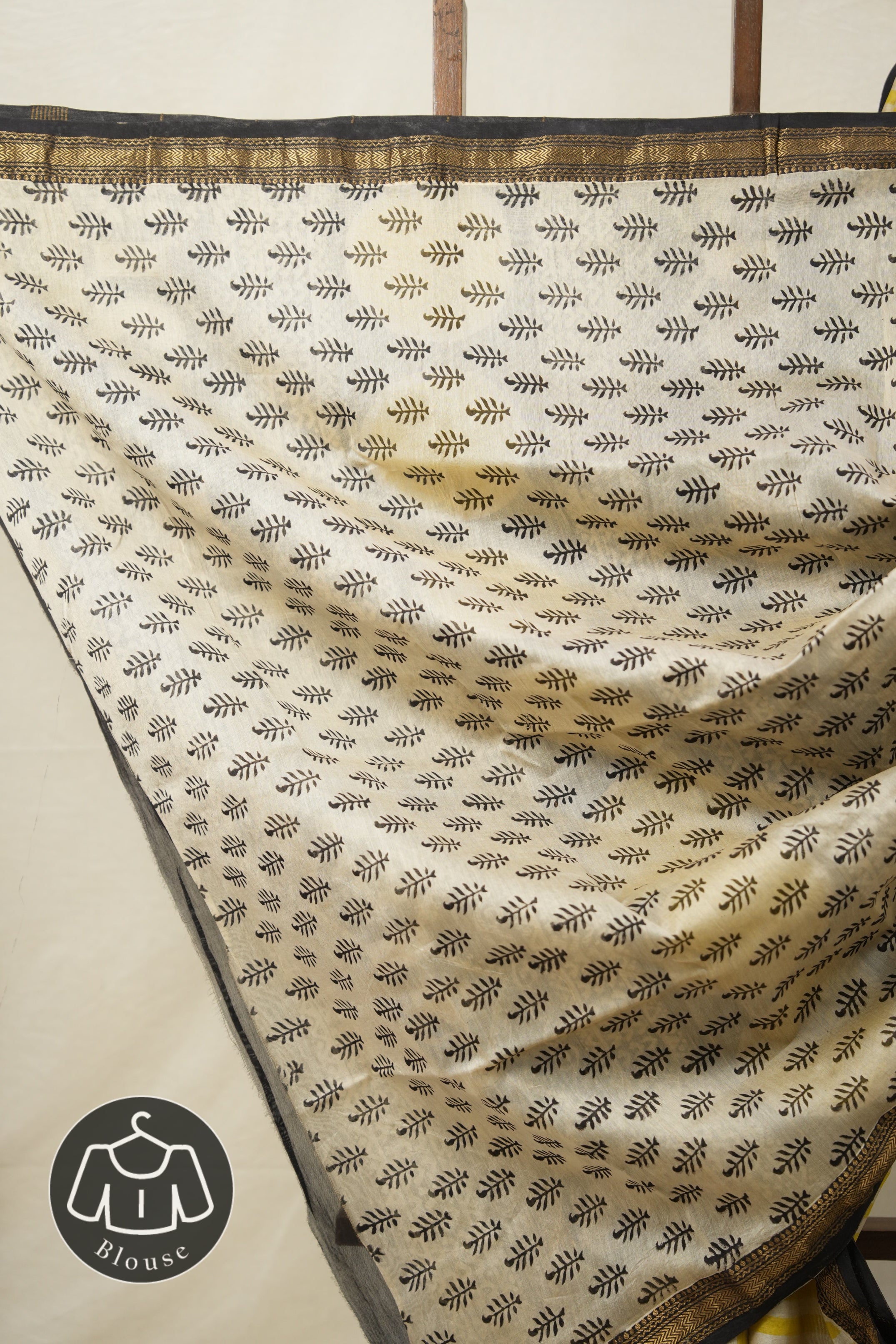 White - Yellow HBP Cotton Silk Saree With Maheshwari Border - SRWYCSS1321