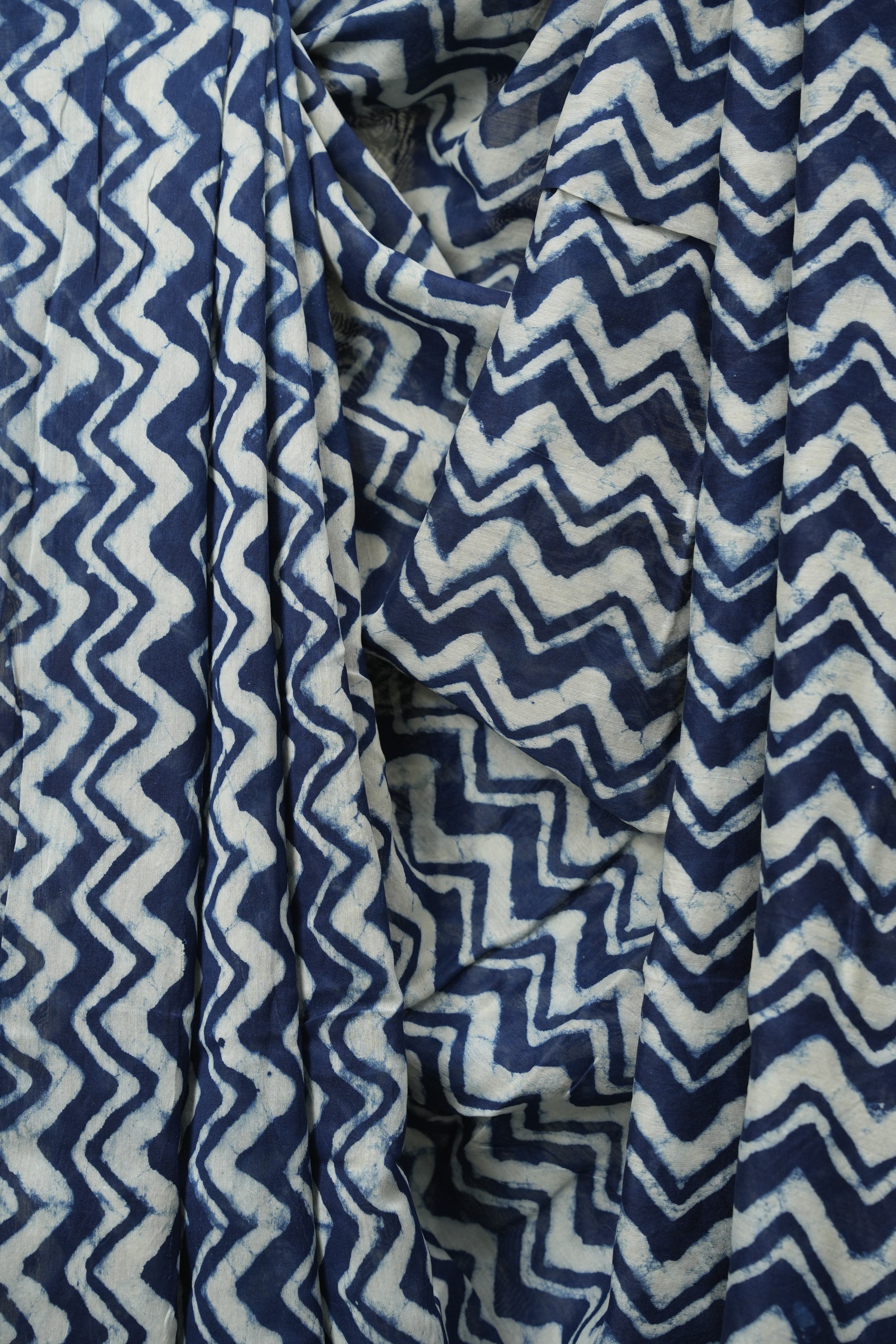 Indigo HBP Cotton Silk Saree With Chanderi Border - SRICSS1735