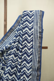 Indigo HBP Cotton Silk Saree With Chanderi Border - SRICSS1735