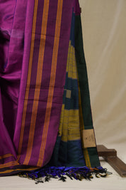 Fuchsia Purple Silk Ilkal (Reversible) Saree  - SRFPSIRS181