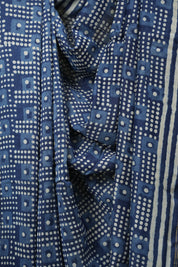 Indigo HBP Cotton Silk Saree With Chanderi Border - SRICSS1737