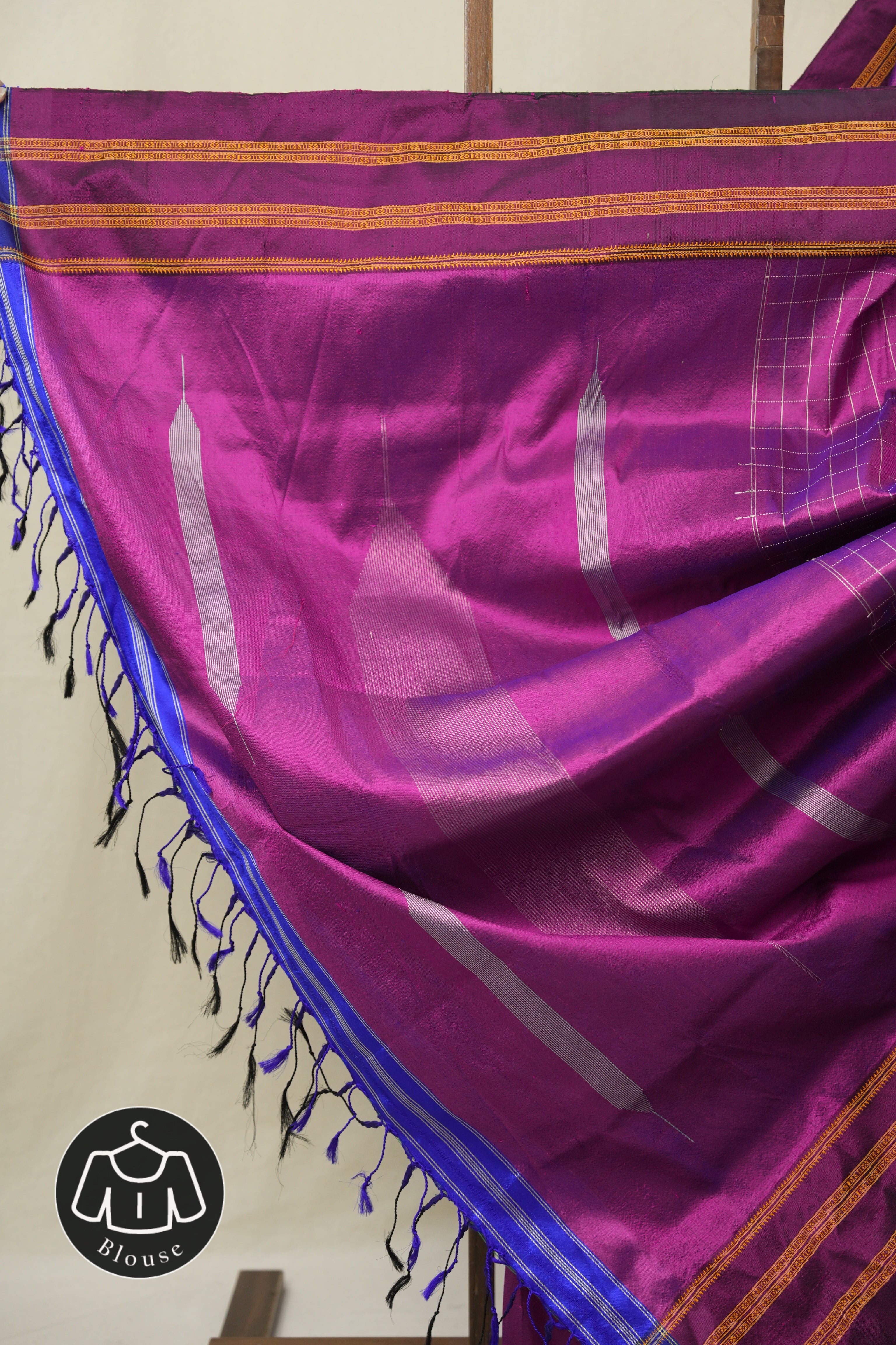 Fuchsia Purple Silk Ilkal (Reversible) Saree  - SRFPSIRS181