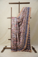 Light Brown HBP Cotton Silk Saree With Maheshwari Border - SRLBCSS1307