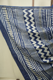 Indigo HBP Cotton Silk Saree With Chanderi Border - SRICSS1737