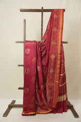 Maroon Rajkot Patola Silk Saree - SRMRPSS615