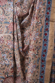 Light Brown HBP Cotton Silk Saree With Maheshwari Border - SRLBCSS1307