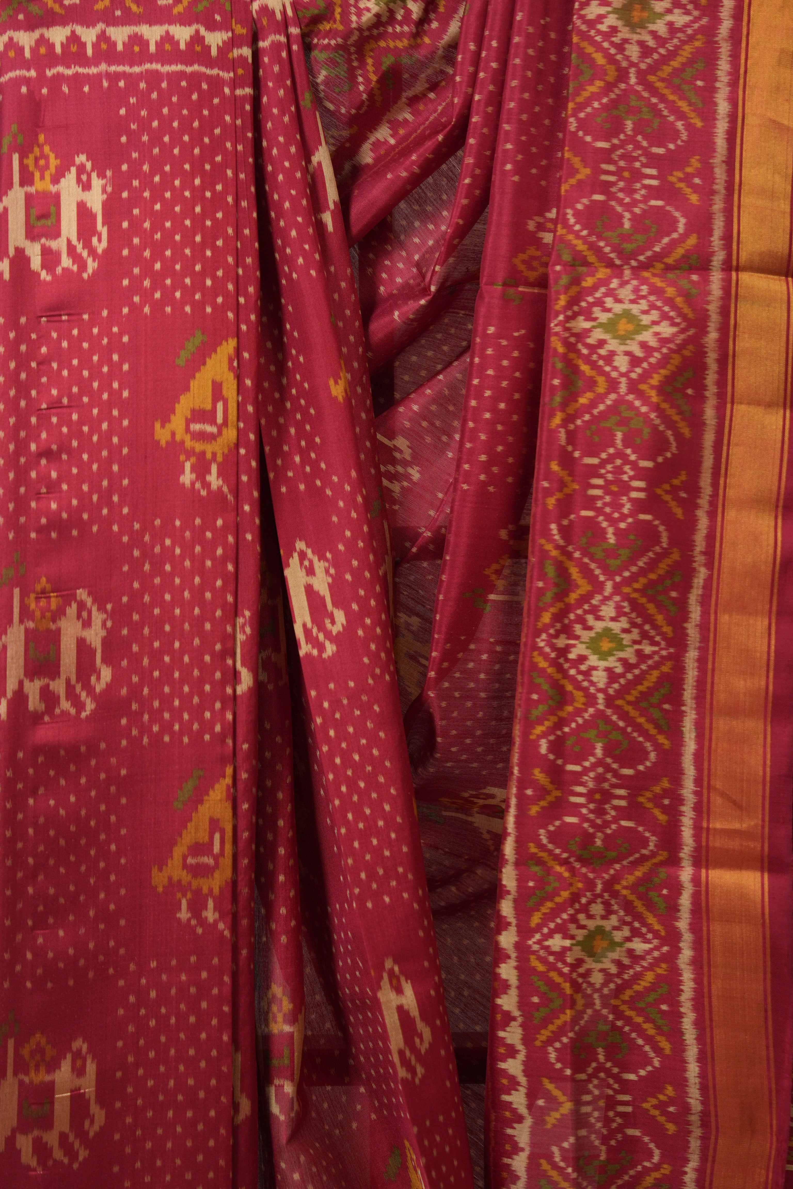 Maroon Rajkot Patola Silk Saree - SRMRPSS615
