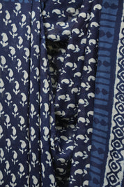 Indigo HBP Cotton Silk Saree With Chanderi Border - SRICSS1738