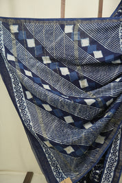 Indigo HBP Cotton Silk Saree With Chanderi Border - SRICSS1738